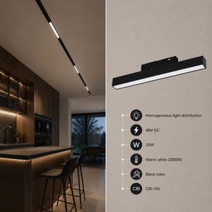 Luminaria lineal LED opal para carril magnético 48V - 10W - Barcelona Led-