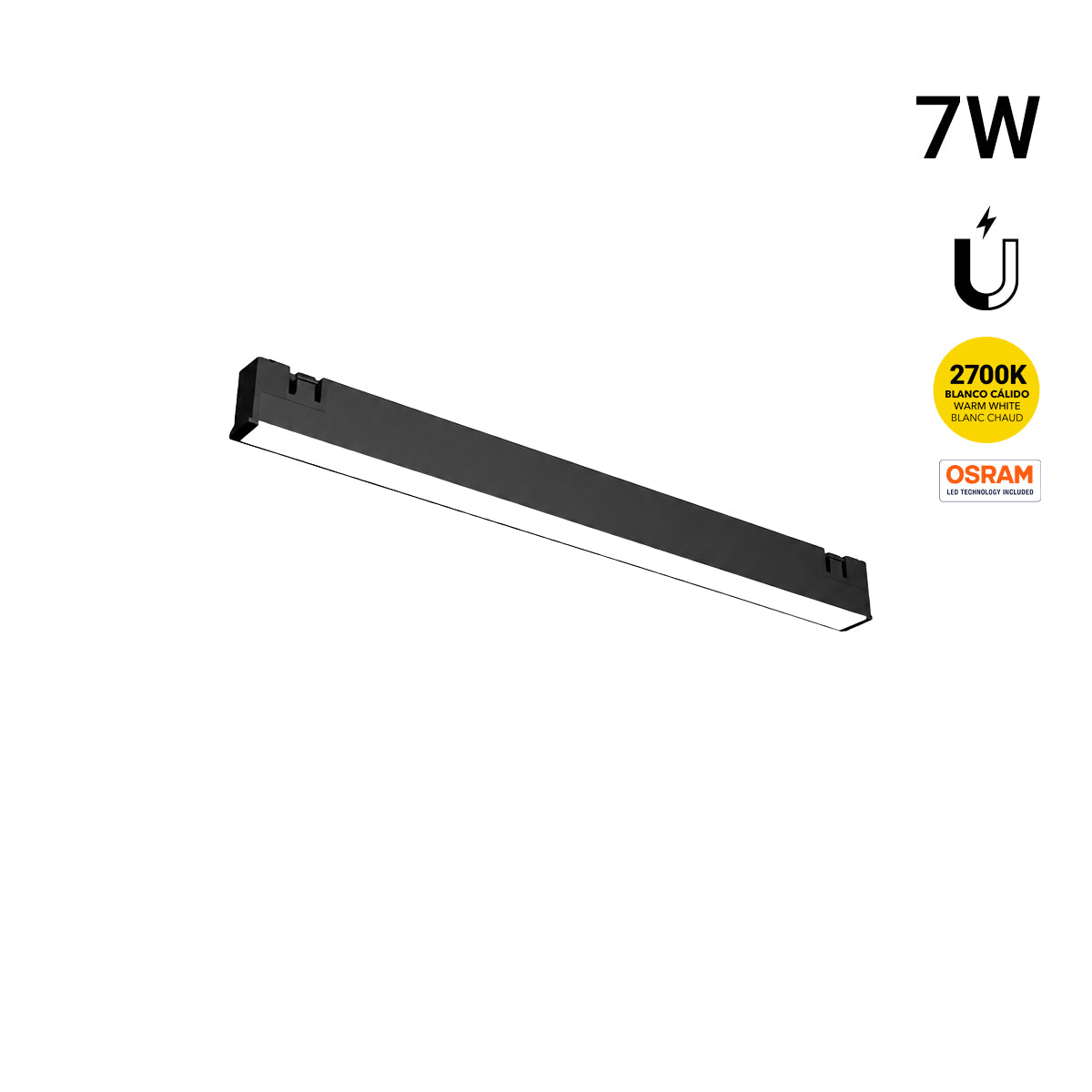Luminaria lineal para carril magnético - 7W - 120º - 5mm - 24V