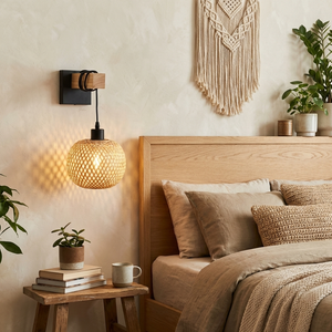 Aplique de pared madera y mimbre "Shelley" - E27 (8)