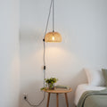 Plug-in wicker pendant lamp