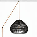 Suspension en rotin noir « SAORI » avec interrupteur et douille - E27 - Ø40 cm 2