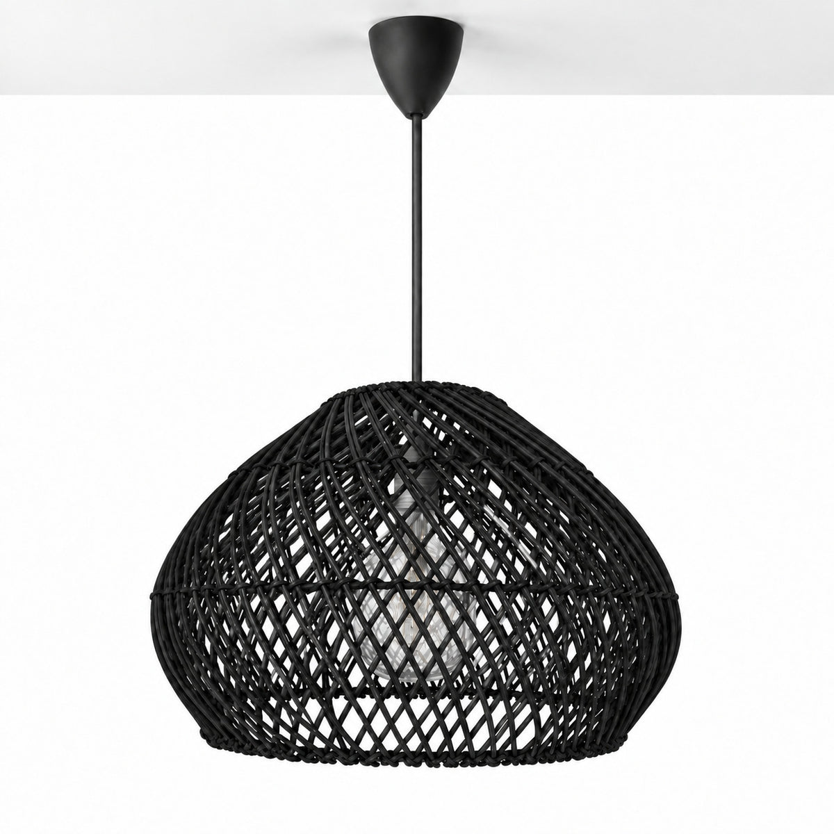 Lámpara colgante de ratán negro "SAORI" - E27 - Ø40 cm (1)