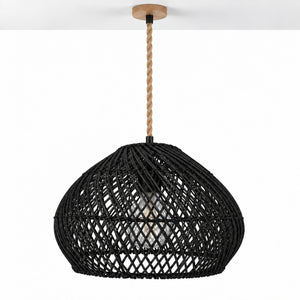 Lámpara colgante de ratán negro "SAORI" - E27 - Ø40 cm (17)