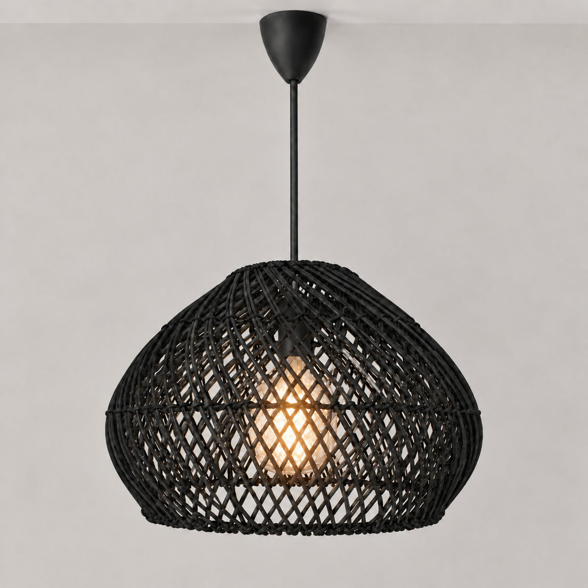 Lámpara colgante de ratán negro "SAORI" - E27 - Ø40 cm