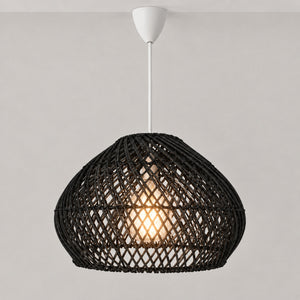 Lámpara colgante de ratán negro "SAORI" - E27 - Ø40 cm (8)