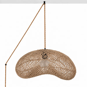 Lámpara colgante de ratán "DUNE" con interruptor y enchufe - E27 - Ø55 cm (1)
