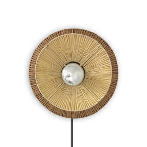 Aplique de pared de fibra natural Rafia "HALLIE" - E27 - Interruptor y enchufe (2)