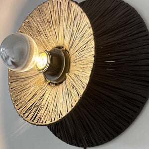 Aplique de pared de fibra natural Rafia "HALLIE" - E27 - Interruptor y enchufe (5)