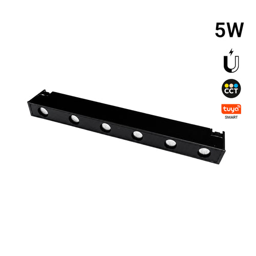 Linear luminaire for magnetic track - 5W - 24º - 10mm - CCT + SMART - UGR18 - 48V