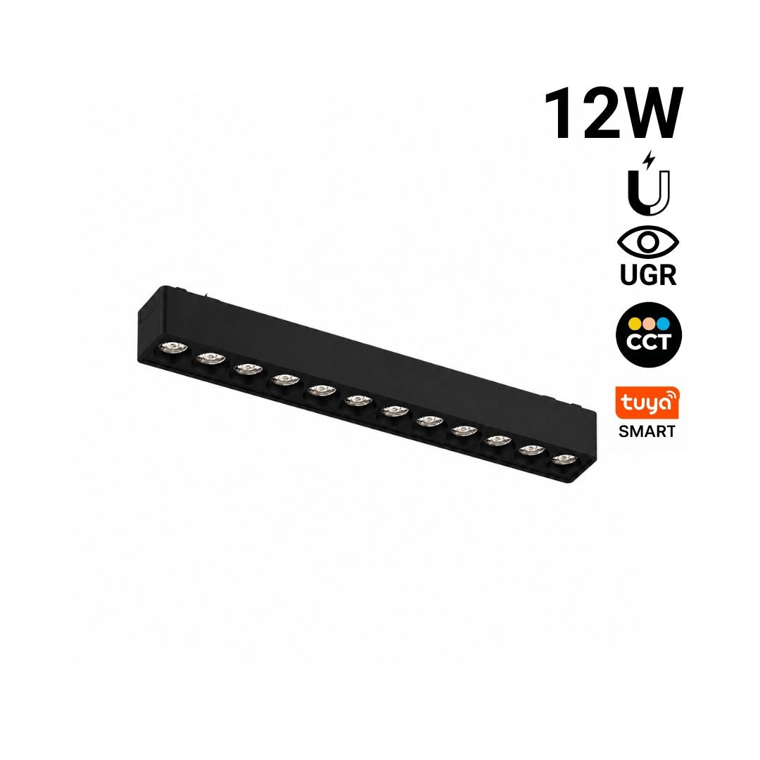 Luminaria lineal para carril magnético - 12W - 26mm - CCT + SMART - UGR18 - 48V