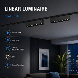 Luminaria lineal para carril magnético - 12W - 26mm - CCT + SMART - UGR18 - 48V (8)