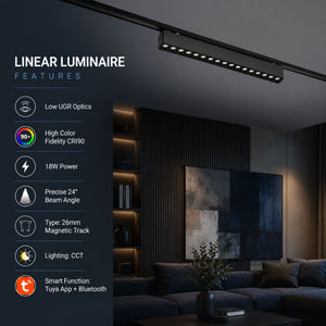 Luminaria lineal para carril magnético - 18W - 26mm - CCT + SMART - UGR18 - 48V (7)