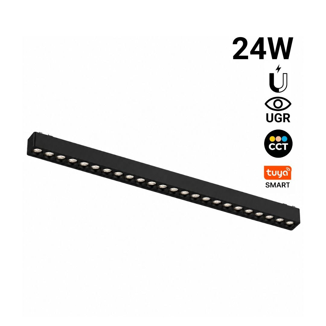 Luminaria lineal para carril magnético - 24W - 26mm - CCT + SMART - UGR18 - 48V