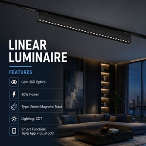 Luminaria lineal para carril magnético - 30W - 26mm - CCT + SMART - UGR18 - 48V | Iluminación | Barcelona Led