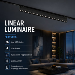 Luminaria lineal para carril magnético - 30W - 26mm - CCT + SMART - UGR18 - 48V (7)