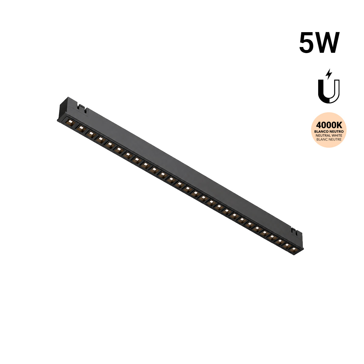 Luminaria lineal para carril magnético - 5W - 24º - 5mm - UGR18 - 24V