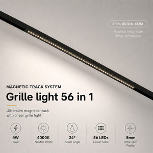 Luminaria lineal para carril magnético - 9W - 24º - 5mm - UGR18 - 24V (10)