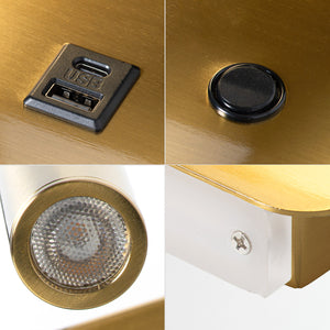 Aplique de pared para lectura "SLANGE 2" - 3W + 6W - Puerto USB + USB-C (45)