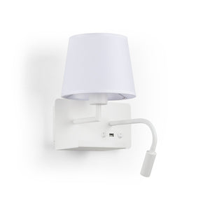 Aplique de pared para lectura "TARAN" - Con foco LED orientable y puerto USB - E27 + 3W - Barcelona Led-Decoración