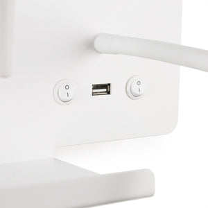 Aplique de pared para lectura "TARAN" - Con foco LED orientable y puerto USB - E27 + 3W - Barcelona Led-Decoración