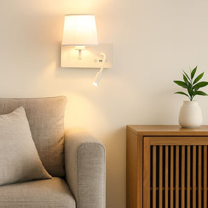Aplique de pared para lectura "TARAN" - Con foco LED orientable y puerto USB - E27 + 3W (1)