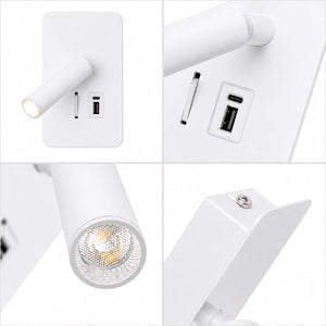 Aplique de pared "ALIX" - 3W - 2600K - USB+USB-C - Instalación superficie | | Barcelona Led