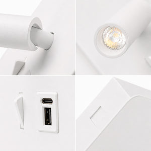 Aplique de pared "NORU" - 3W - 2600K - USB+USB-C - Empotrable (5)