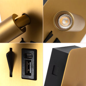 Aplique de pared "NORU" - 3W - 2600K - USB+USB-C - Empotrable (20)