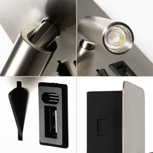 Aplique de pared "NORU" - 3W - 2600K - USB+USB-C - Empotrable | | Barcelona Led