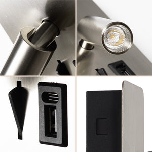 Aplique de pared "NORU" - 3W - 2600K - USB+USB-C - Empotrable (36)