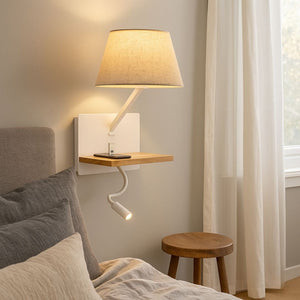 Aplique de pared para lectura "Artin USB + USBC" - Con foco LED orientable y puerto USB + USBC - E27 + 3W - Barcelona Led-Decoración