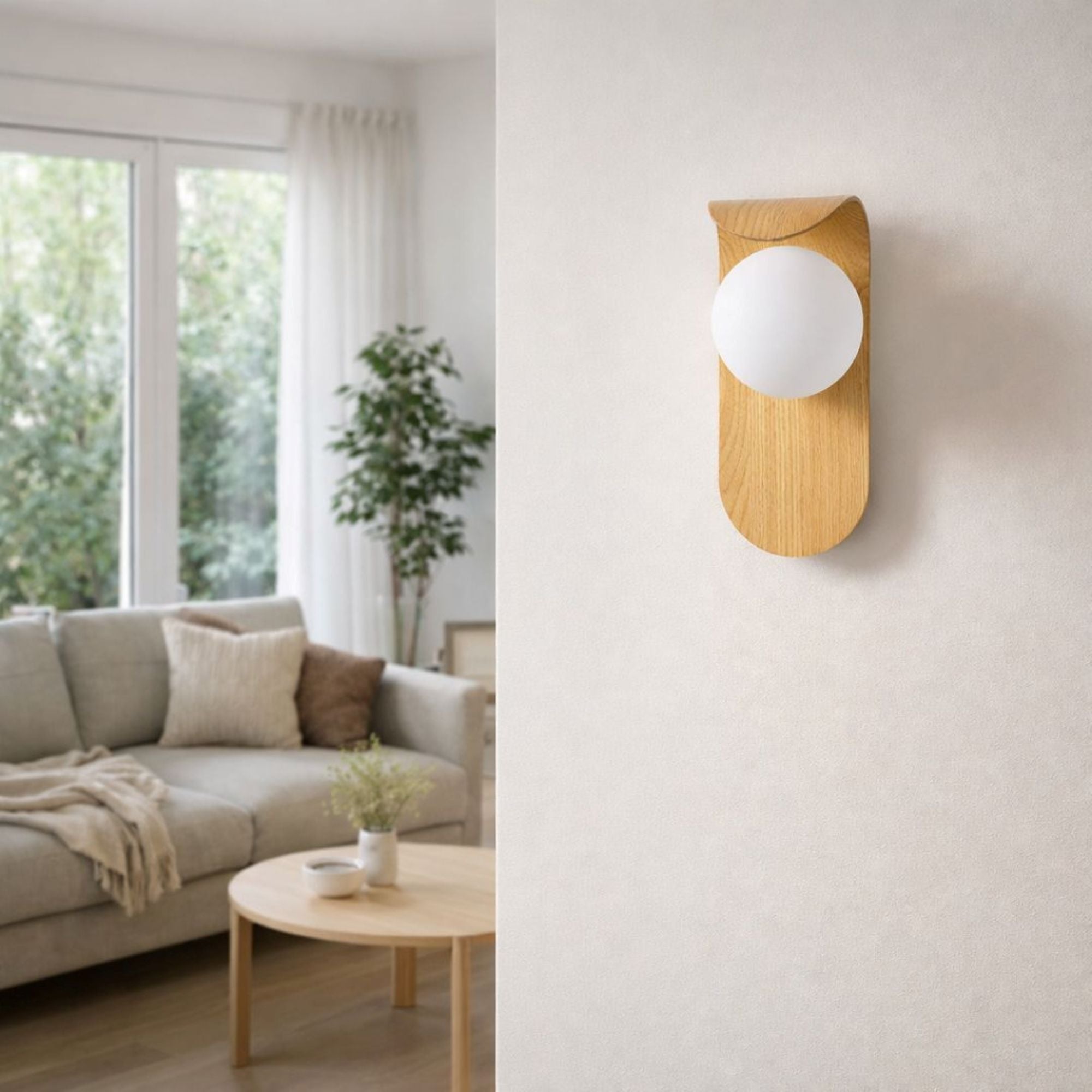 Aplique de pared "NARA" - Efecto madera - G9 (1)