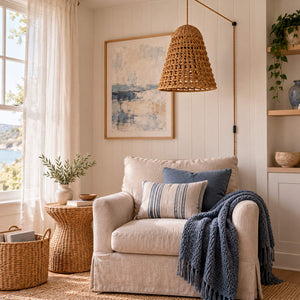 Lámpara colgante en seagrass con cable y enchufe "CAMPANULA" - E27 - Ø40 cm (8)
