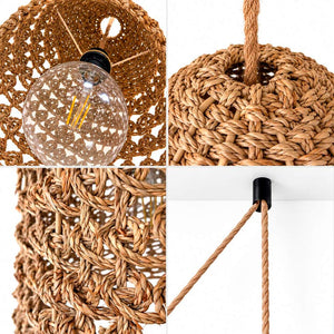 Lámpara colgante en seagrass con cable y enchufe "CAMPANULA" - E27 - Ø40 cm (11)