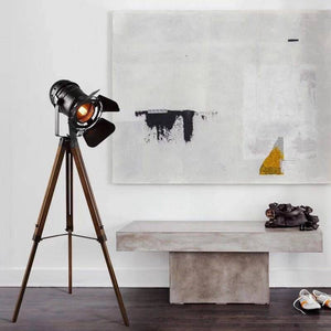 Lámpara de pie vintage con trípode "CINEMA" 139cm (12)