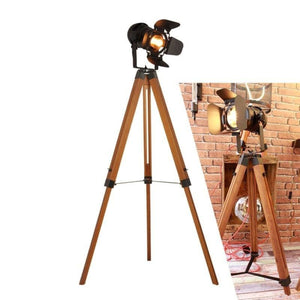Lámpara de pie vintage con trípode "CINEMA" 139cm (1)