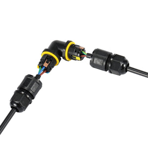 Conector impermeable en L - 3P - IP68 - 0,5-2,5mm² - 24A - T105 - Barcelona Led-Material eléctrico