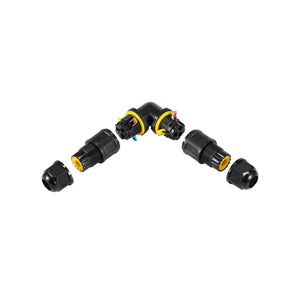 Conector impermeable en L - 3P - IP68 - 0,5-2,5mm² - 24A - T105 - Barcelona Led-Material eléctrico