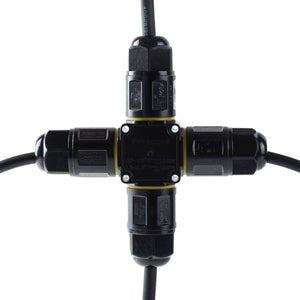 Conector impermeable en X - 3P - IP68 - 0,5-2,5mm² - 24A - T105 - Barcelona Led-Material eléctrico