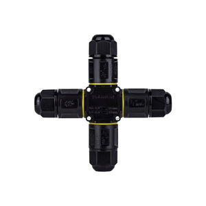 Conector impermeable en X - 3P - IP68 - 0,5-2,5mm² - 24A - T105 - Barcelona Led-Material eléctrico