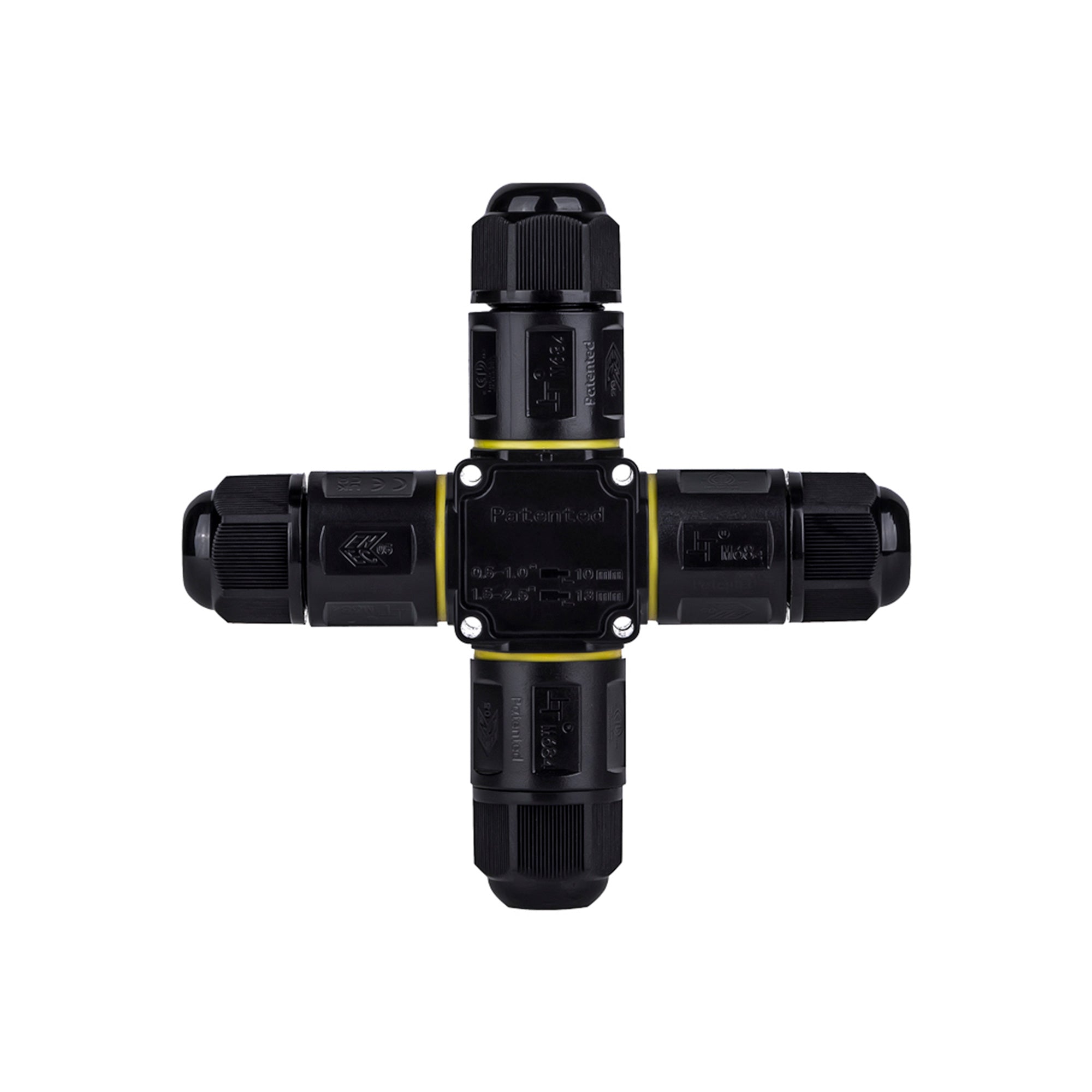 Conector impermeable en X - 3P - IP68 - 0,5-2,5mm² - 24A - T105