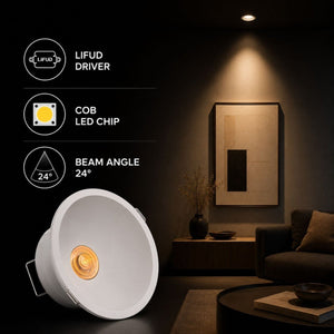 Foco LED empotrable 11W "KOPPA"- Óptica 24º - Color blanco - Corte Ø 100mm - Bajo UGR (10)