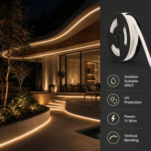 Neón LED flexible 24V DC - 12x12mm - 10 metros - Kit completo - 11W/m - IP67 - Curvatura vertical - Barcelona Led-