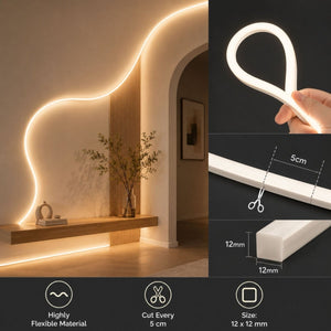 Neón LED flexible 24V DC - 12x12mm - 10 metros - Kit completo - 11W/m - IP67 - Curvatura vertical - Barcelona Led-
