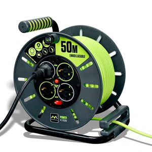 Enrollacables Pro-XT - 4 tomas - Cable alta visibilidad 3x1,5mm2 - 50m - IP20 - Barcelona Led-Material eléctrico