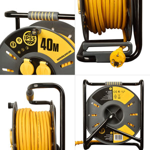 Enrollacables Pro-XT - 3 tomas - Cable alta visibilidad 3x2,5mm2 - 40m - IP55 - Barcelona Led-Material eléctrico