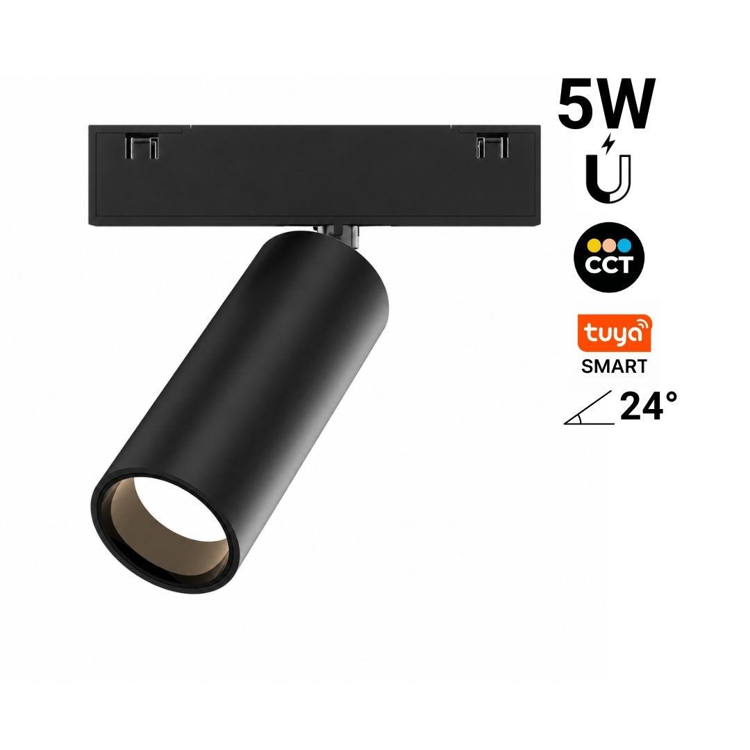 Foco LED orientable para carril magnetico - 5W - 10mm - 24° - CCT + SMART - 48V
