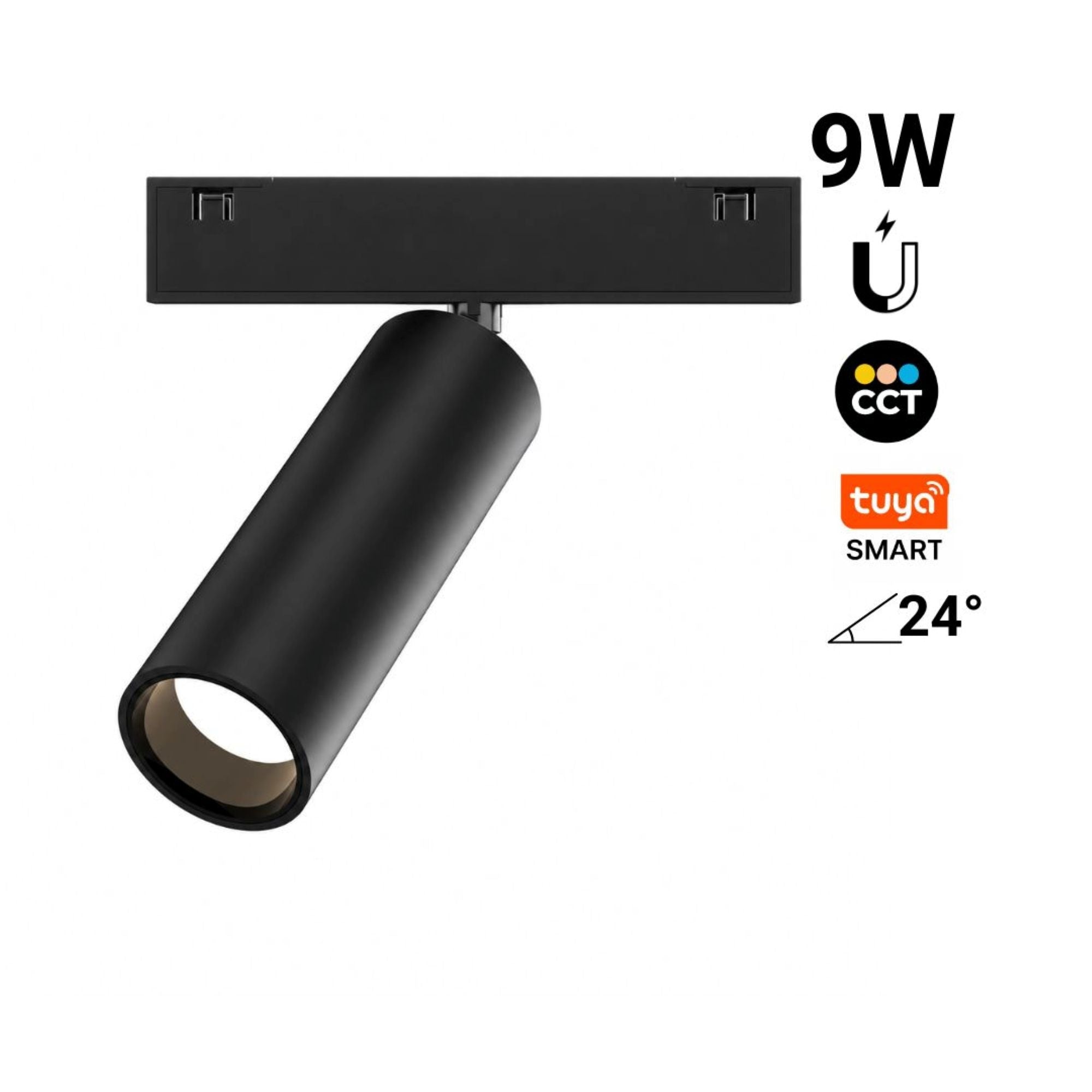 Foco LED orientable para carril magnetico - 9W - 10mm - 24° - CCT + SMART - 48V