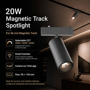 Foco LED orientable para carril magnético - 20W - 26mm - 24° - CCT + SMART - 48V (2)