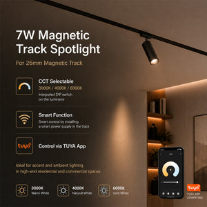 Foco LED orientable para carril magnético - 7W - 26mm - 24° - CCT + SMART - 48V (3)